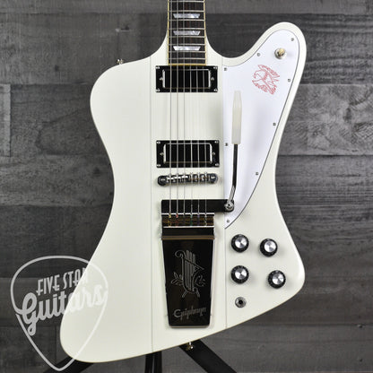 Epiphone 1963 Firebird V Maestro Vibrola Reissue - Polaris White with Hardshell Case