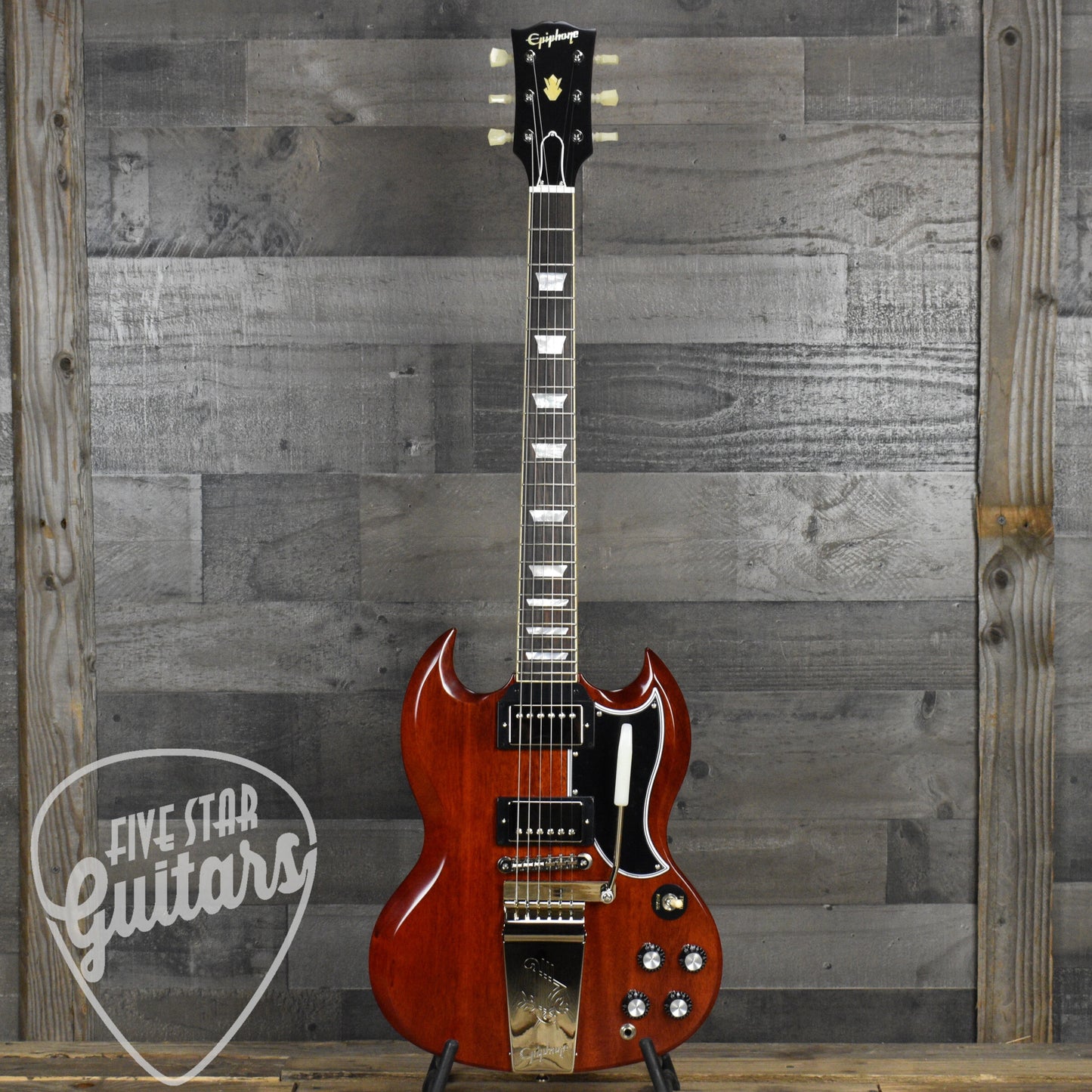 Epiphone 1964 SG Standard Maestro Vibrola Reissue - Cherry Red with Hardshell Case