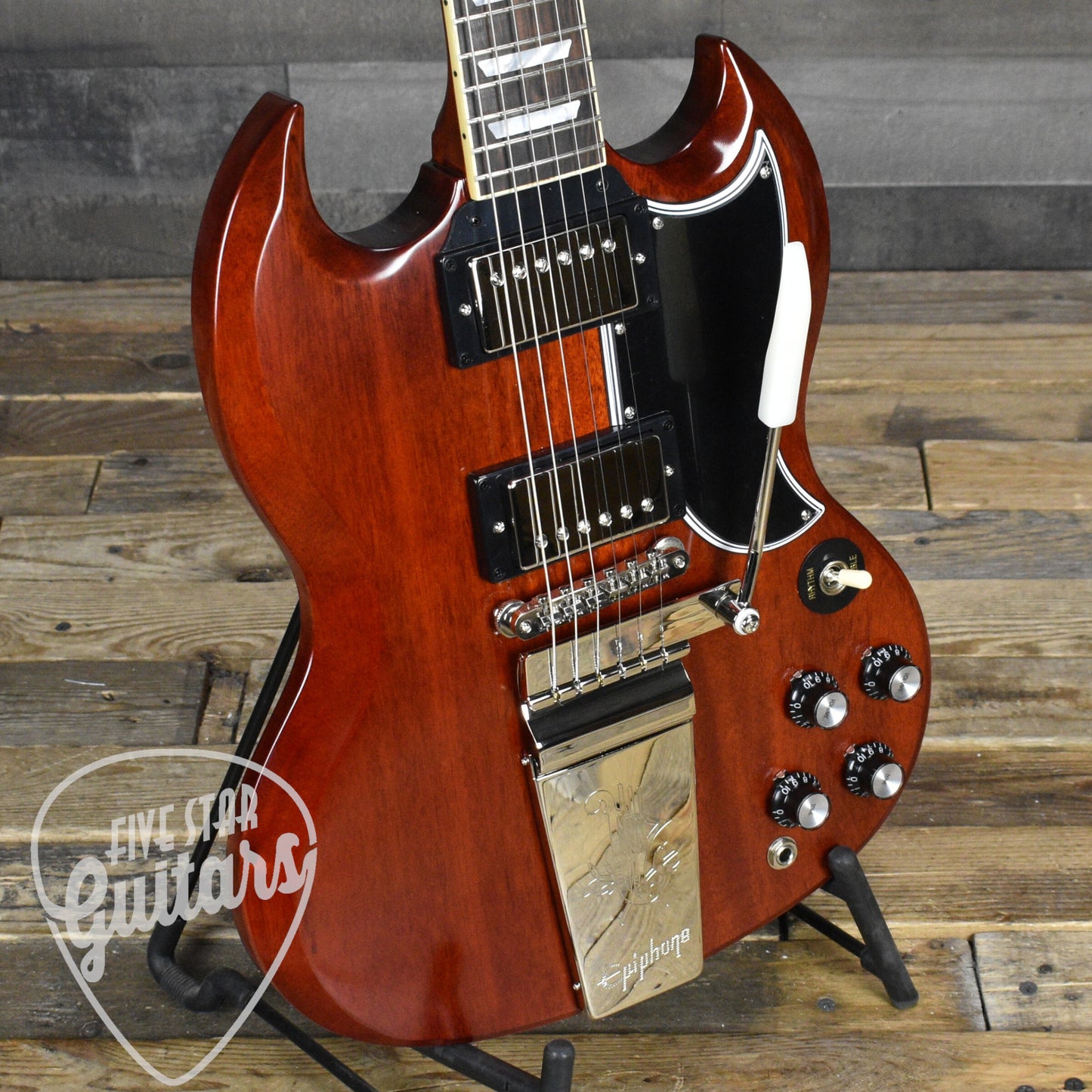 Epiphone 1964 SG Standard Maestro Vibrola Reissue - Cherry Red with Hardshell Case