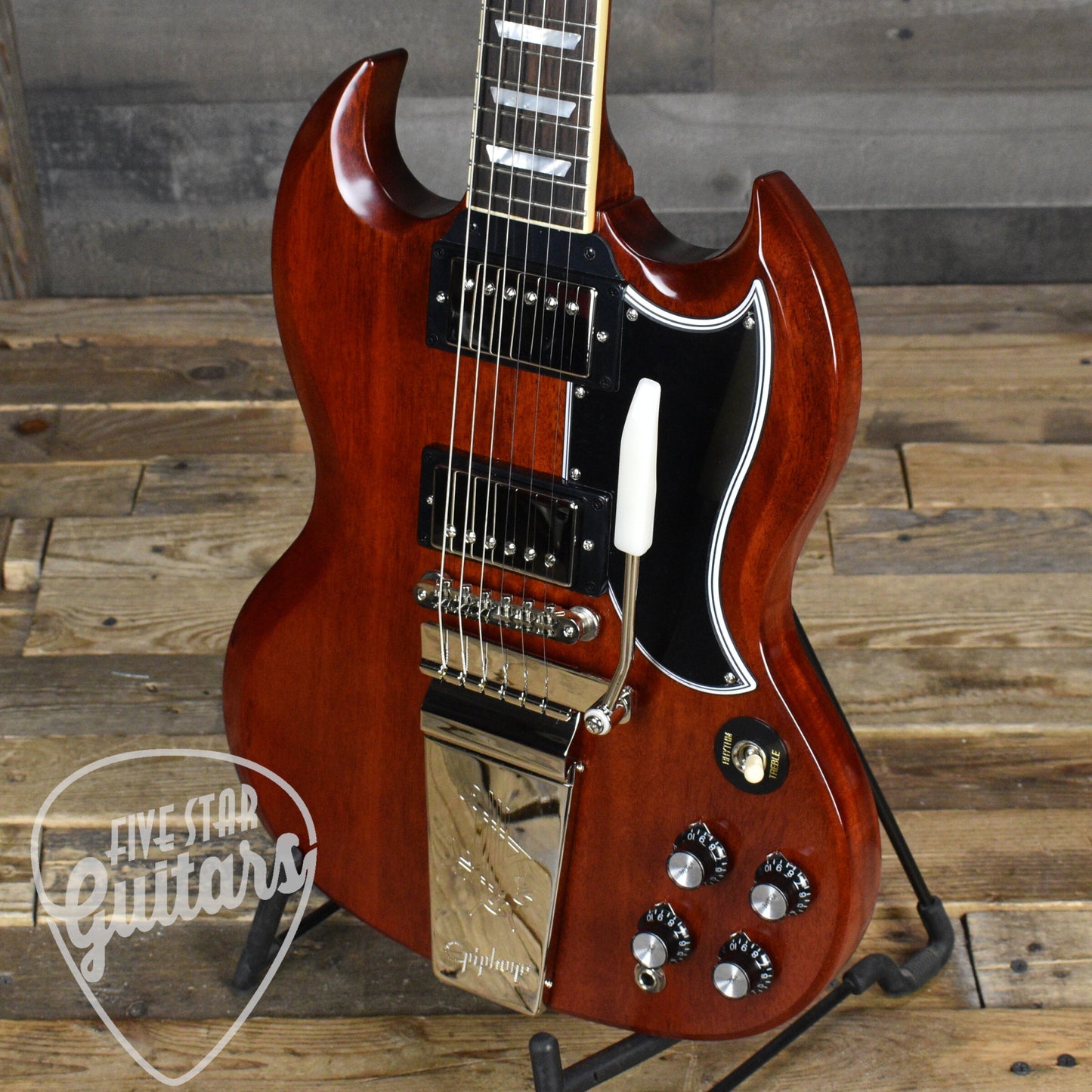 Epiphone 1964 SG Standard Maestro Vibrola Reissue - Cherry Red with Hardshell Case