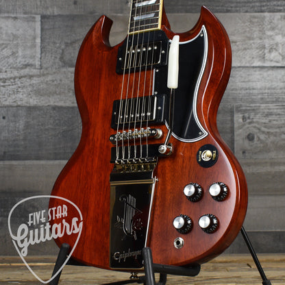 Epiphone 1964 SG Standard Maestro Vibrola Reissue - Cherry Red with Hardshell Case