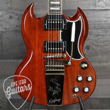 Epiphone 1964 SG Standard Maestro Vibrola Reissue - Cherry Red with Hardshell Case