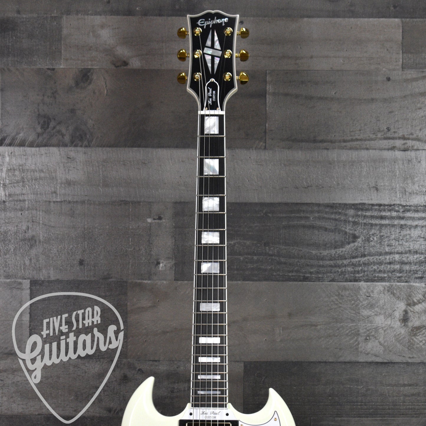 Epiphone '63 Les Paul SG Custom with Maestro Vibrola - Classic White with Hard Shell Case