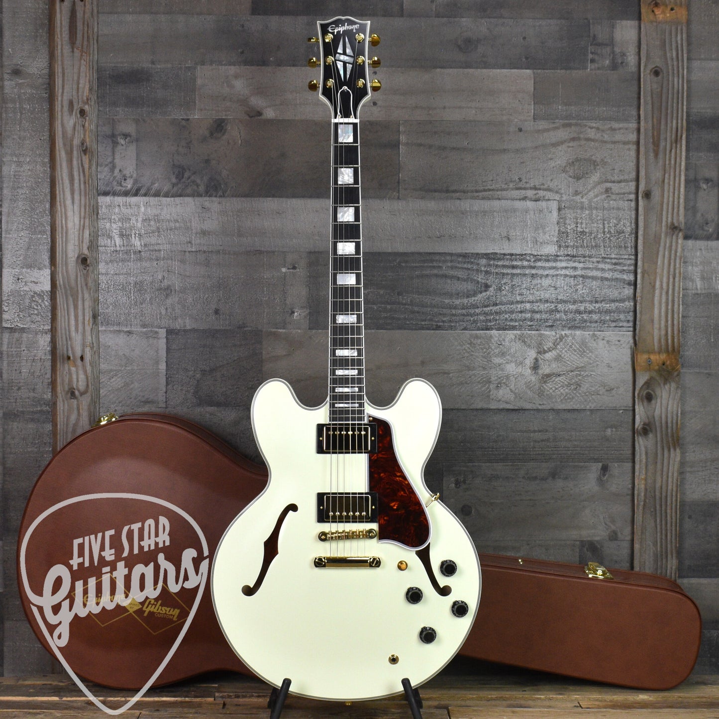 Epiphone Inspired by Gibson Custom 1959 ES-355 - Classic White with Hard Shell Case