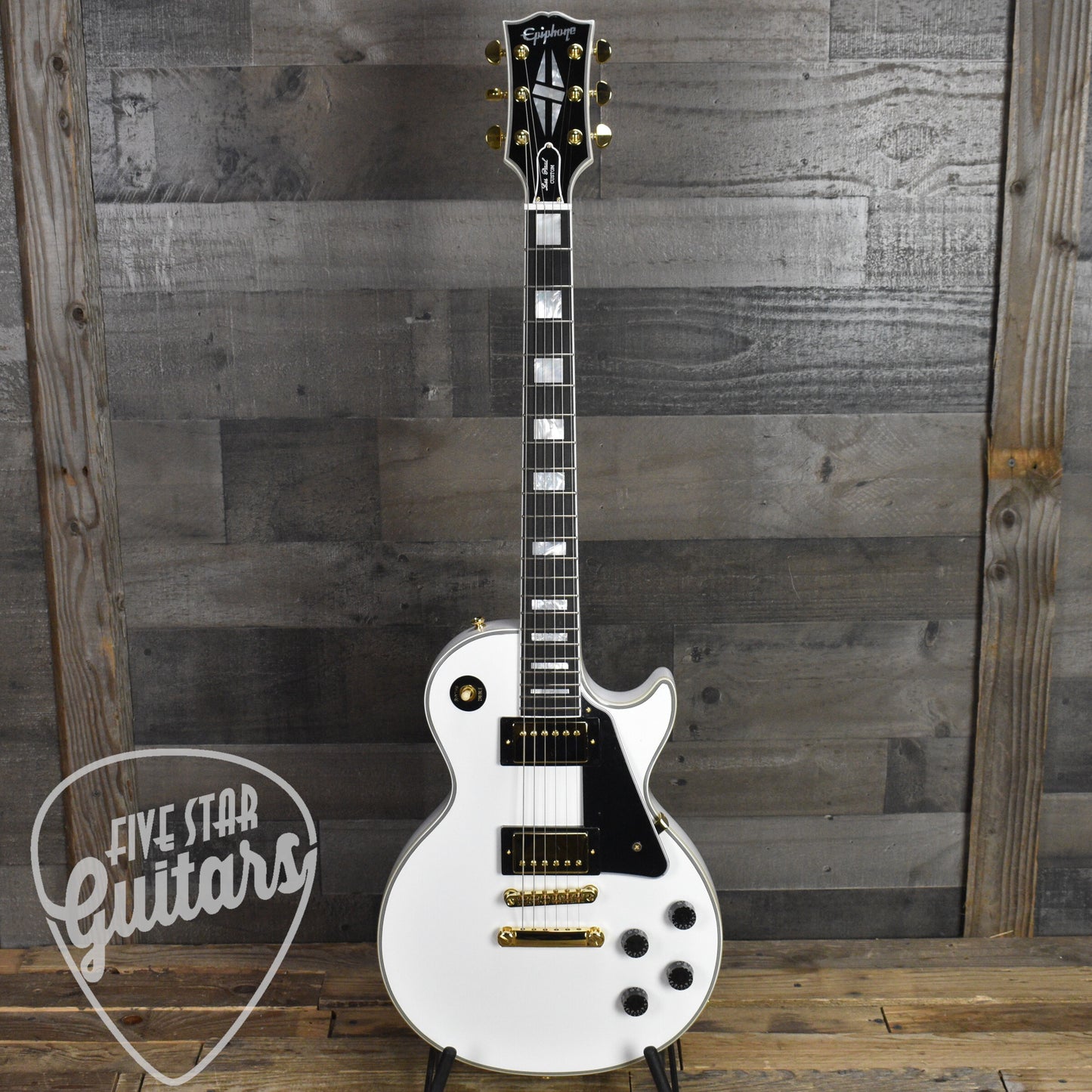 Epiphone Inspired by Gibson Custom Les Paul Custom - Alpine White with Hard Shell Case