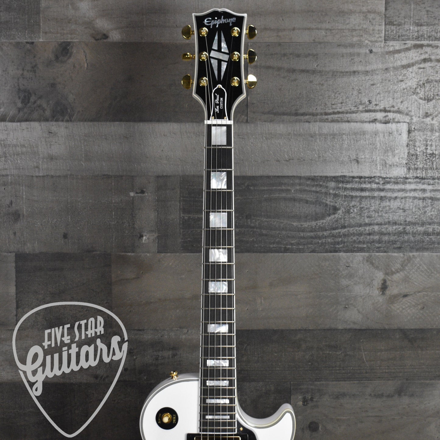 Epiphone Inspired by Gibson Custom Les Paul Custom - Alpine White with Hard Shell Case