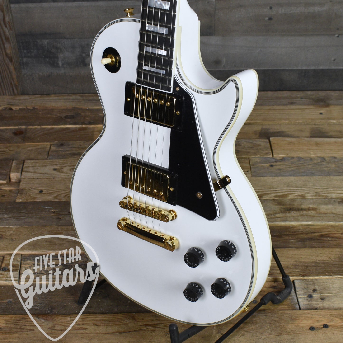 Epiphone Inspired by Gibson Custom Les Paul Custom - Alpine White with Hard Shell Case