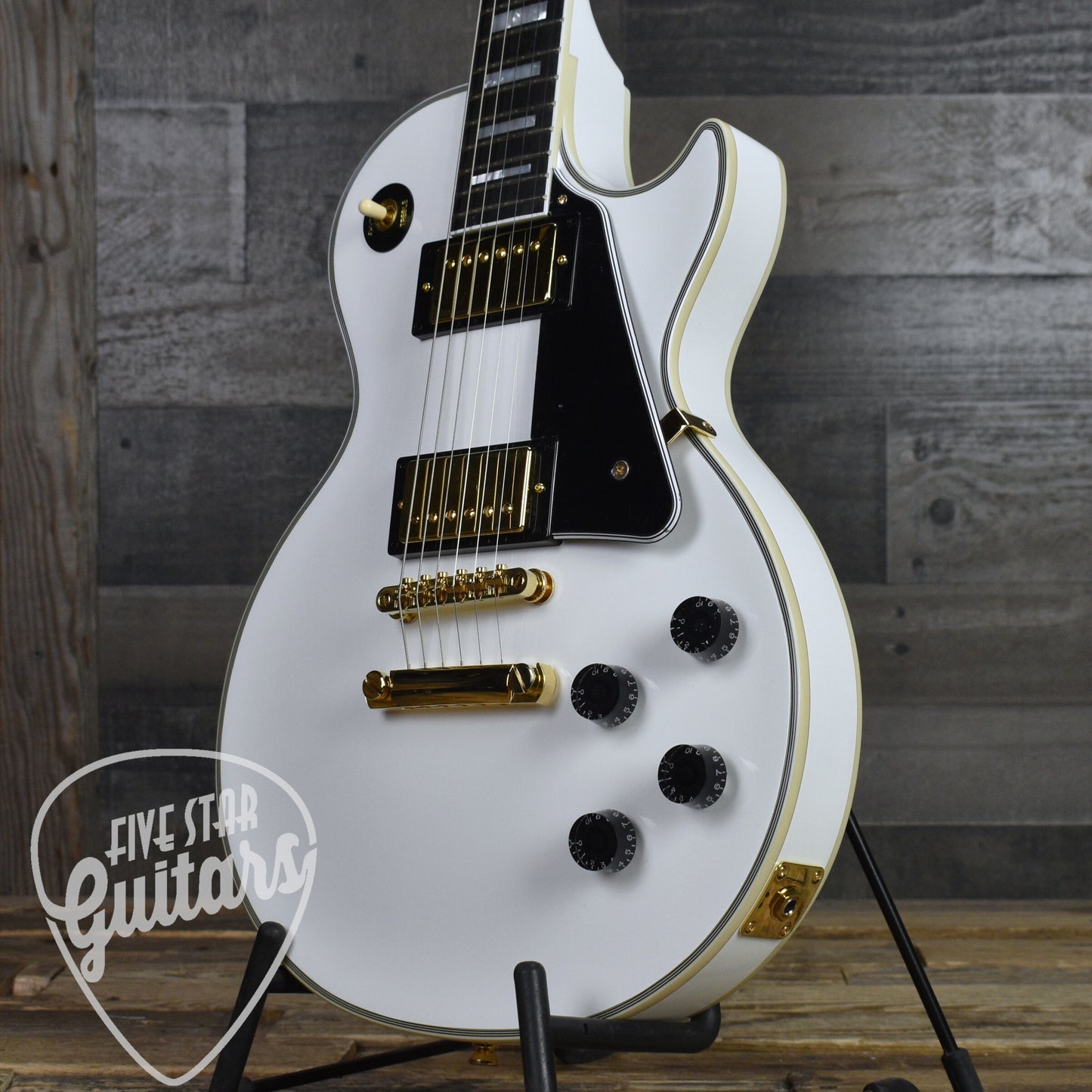 Epiphone Inspired by Gibson Custom Les Paul Custom - Alpine White with Hard Shell Case
