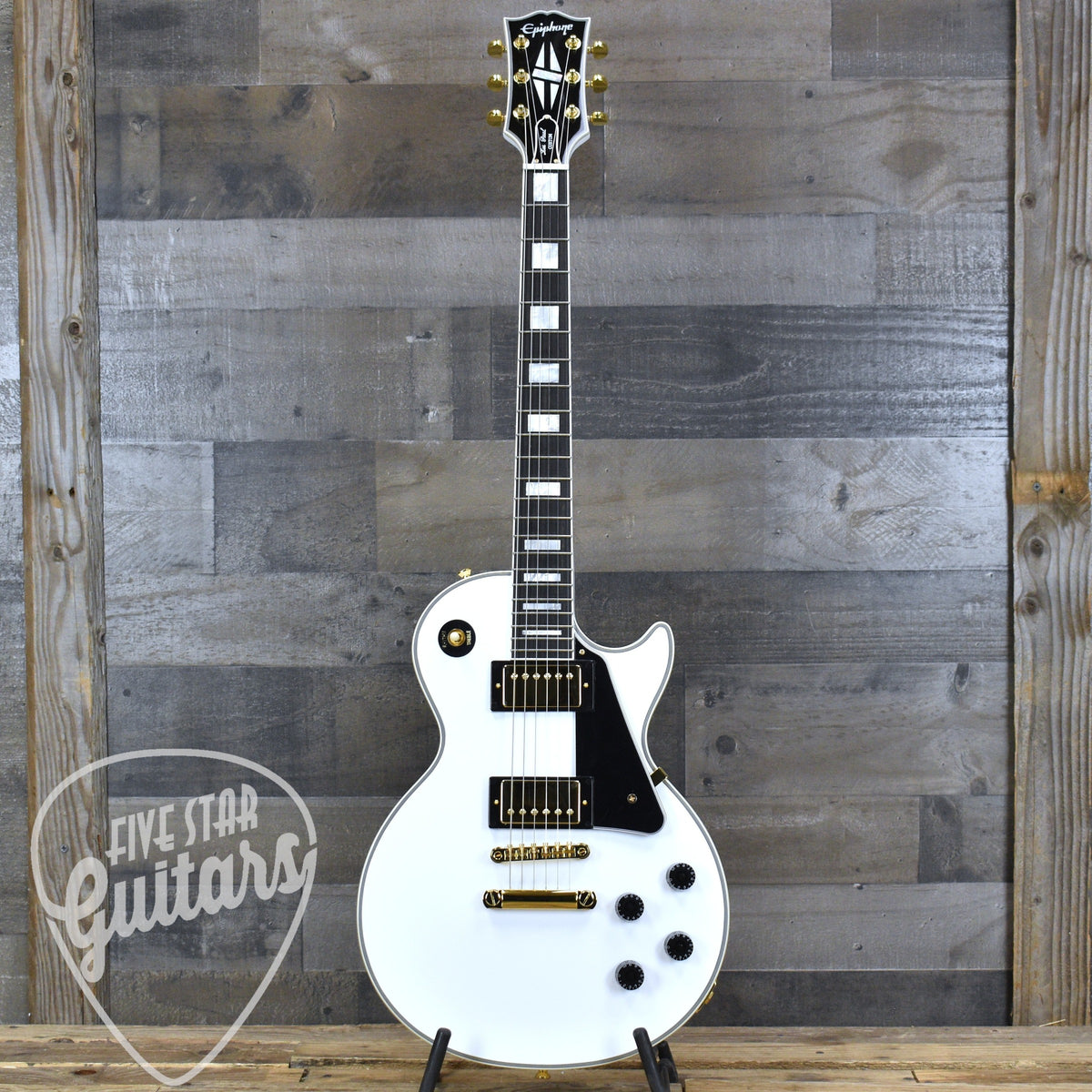 Epiphone Inspired by Gibson Custom Les Paul Custom - Alpine White with Hard Shell Case