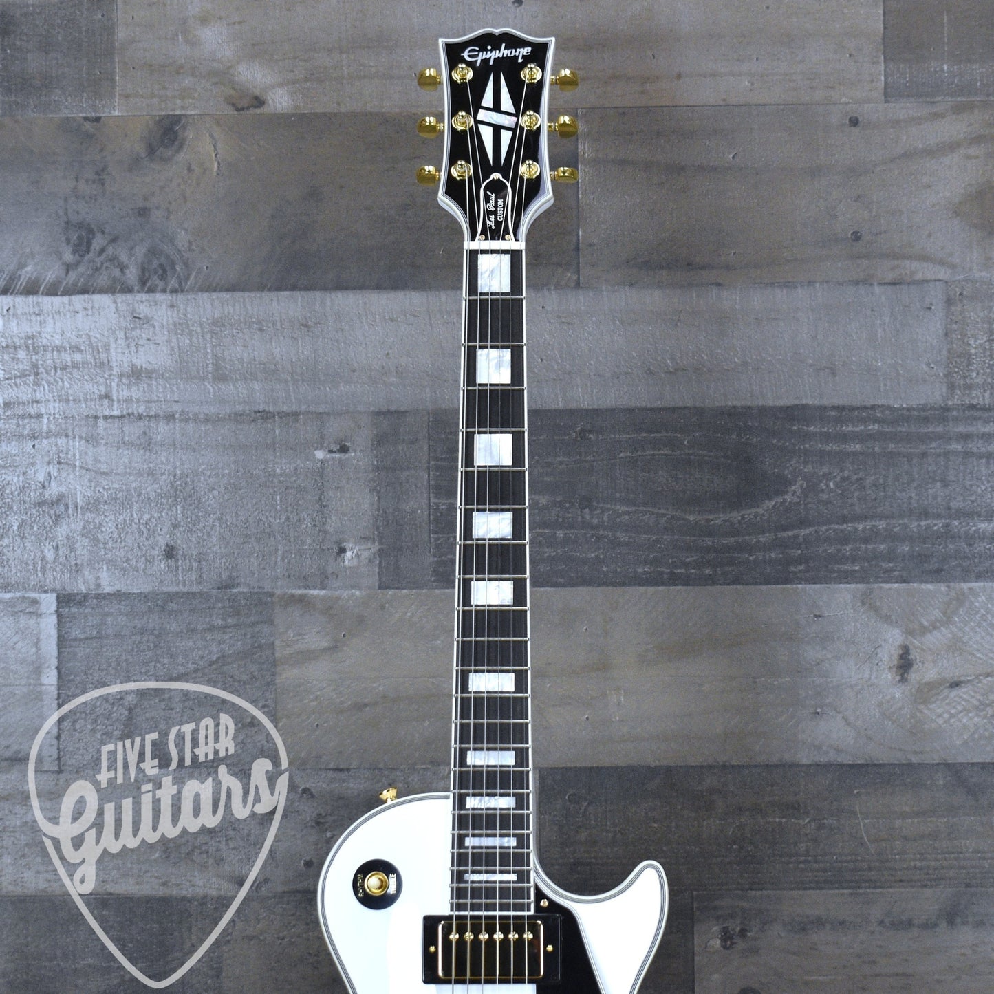 Epiphone Inspired by Gibson Custom Les Paul Custom - Alpine White with Hard Shell Case