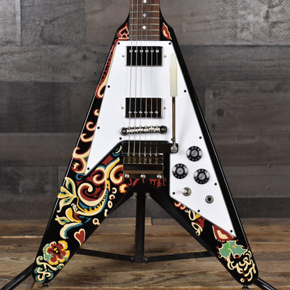 Epiphone Jimi Hendrix "Love Drops" Flying V - Ebony with Hard Shell Case