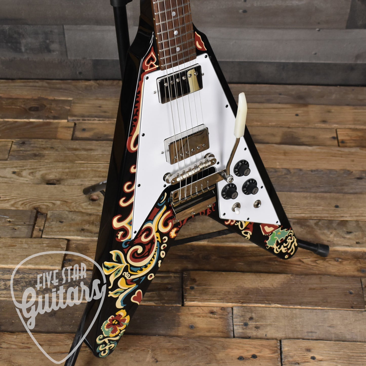 Epiphone Jimi Hendrix "Love Drops" Flying V - Ebony with Hard Shell Case