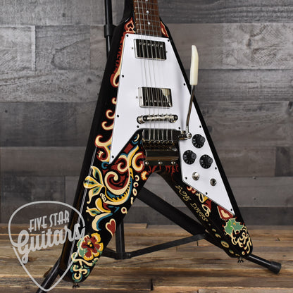 Epiphone Jimi Hendrix "Love Drops" Flying V - Ebony with Hard Shell Case