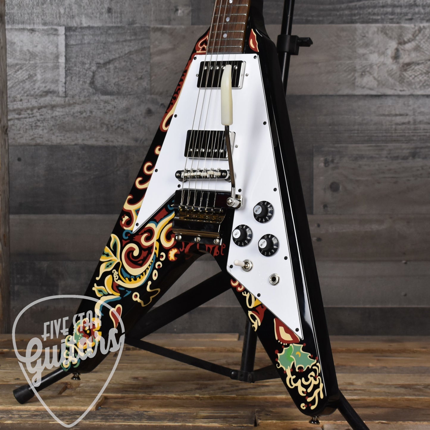 Epiphone Jimi Hendrix "Love Drops" Flying V - Ebony with Hard Shell Case