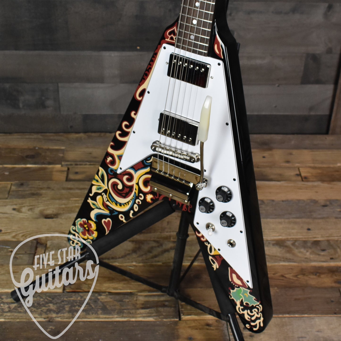 Epiphone Jimi Hendrix "Love Drops" Flying V - Ebony with Hard Shell Case   - SN: 3353