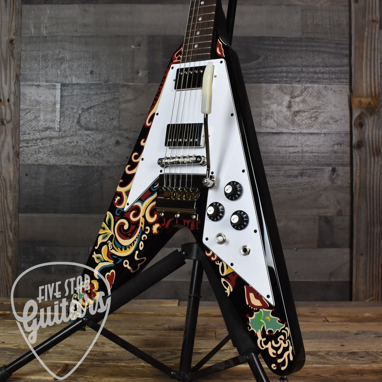 Epiphone Jimi Hendrix "Love Drops" Flying V - Ebony with Hard Shell Case   - SN: 3353
