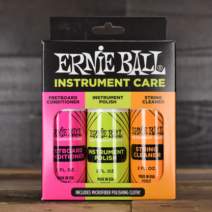 Ernie Ball Instrument Care 3-Pack with Microfiber Polish Cloth