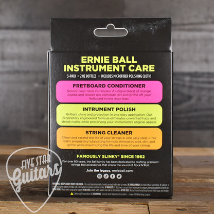 Ernie Ball Instrument Care 3-Pack with Microfiber Polish Cloth