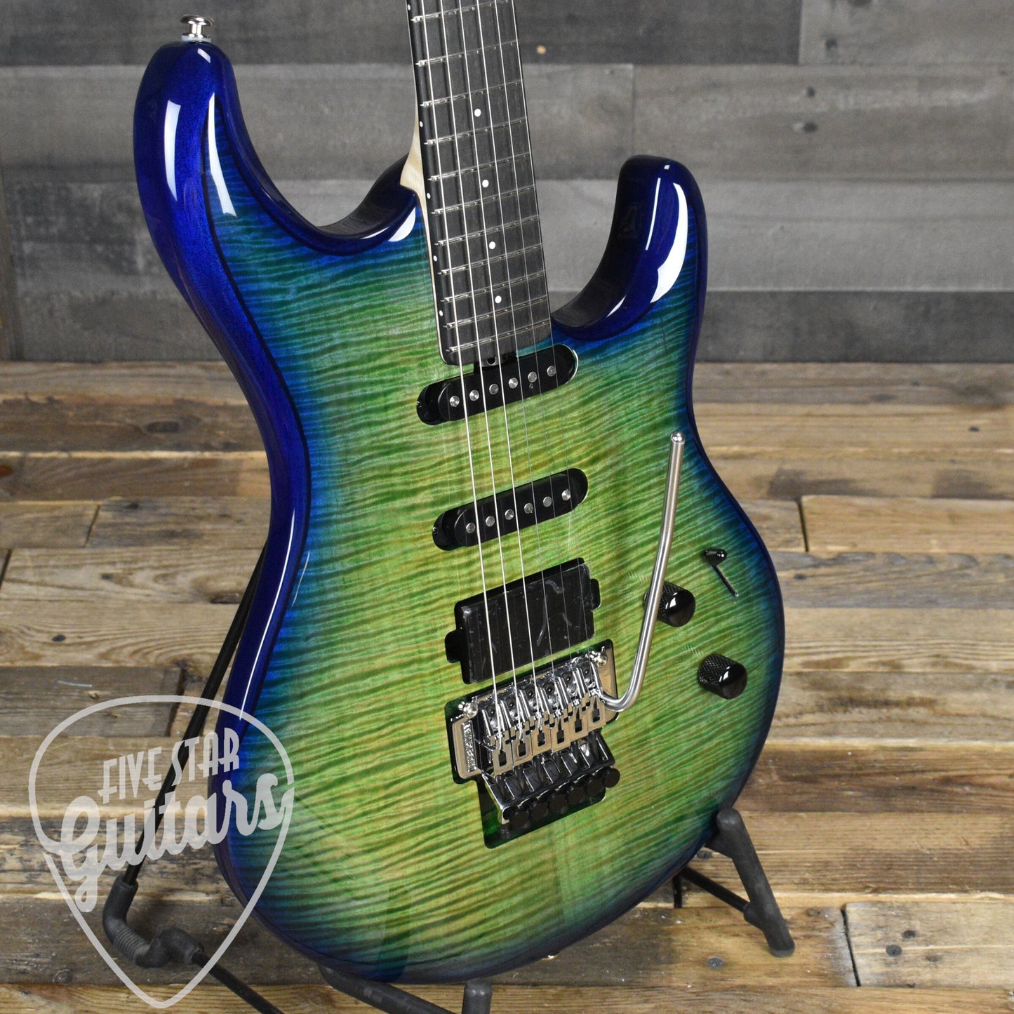 Ernie Ball Music Man Ball Family Reserve Luke 4 HSS FLoyd Rose Limited - Green Tide with Mono Case