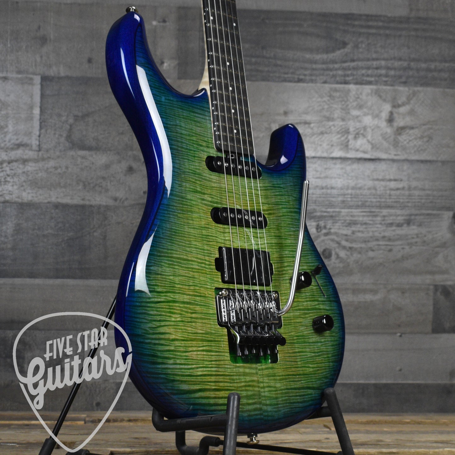 Ernie Ball Music Man Ball Family Reserve Luke 4 HSS FLoyd Rose Limited - Green Tide with Mono Case