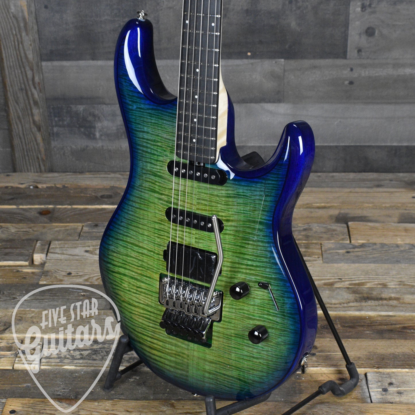Ernie Ball Music Man Ball Family Reserve Luke 4 HSS FLoyd Rose Limited - Green Tide with Mono Case