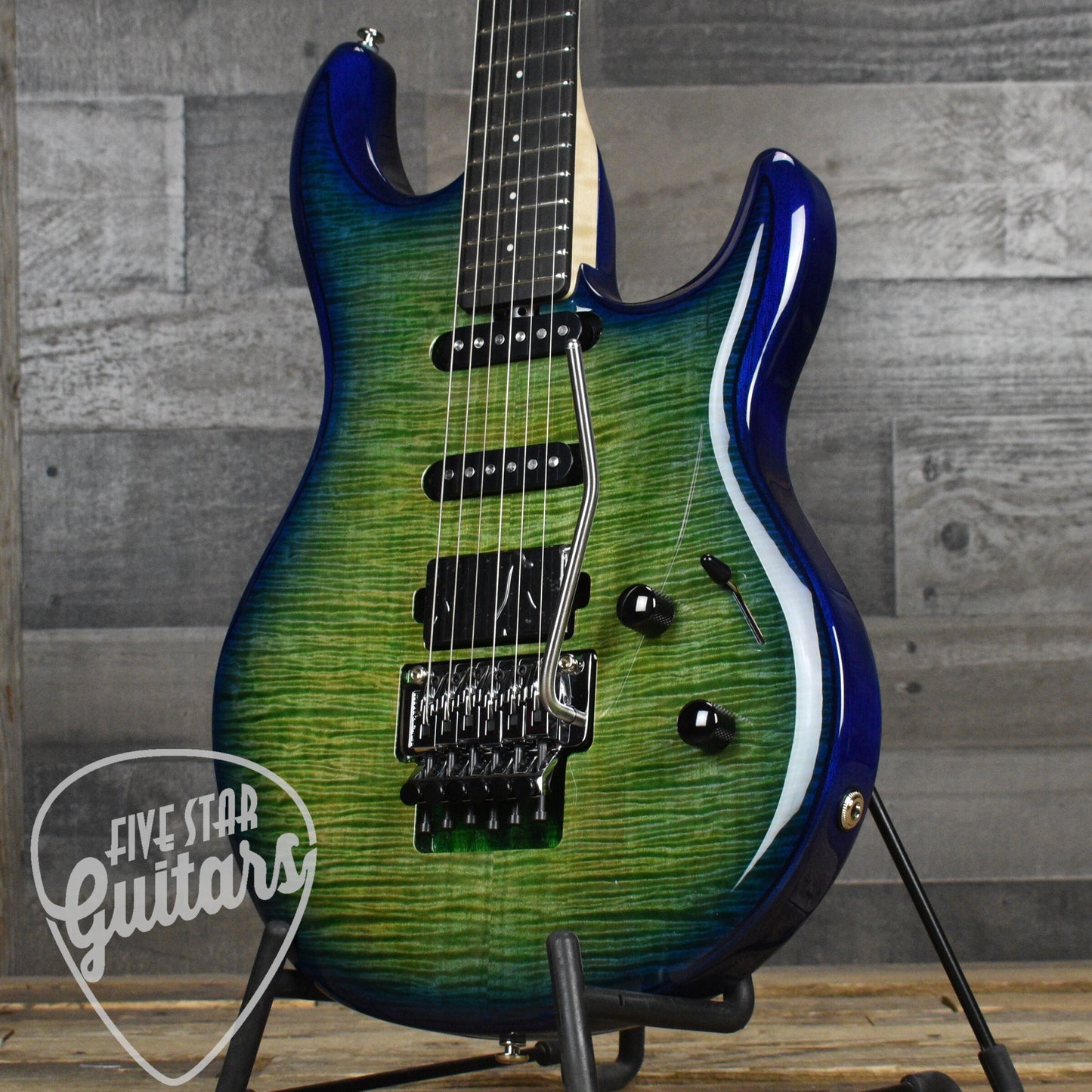 Ernie Ball Music Man Ball Family Reserve Luke 4 HSS FLoyd Rose Limited - Green Tide with Mono Case