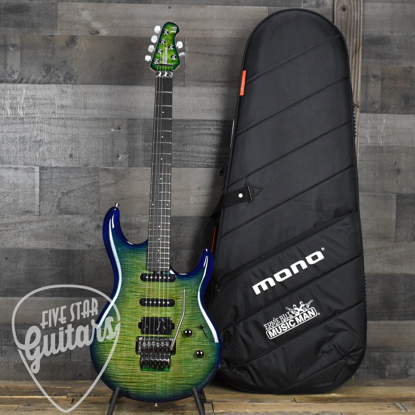 Ernie Ball Music Man Ball Family Reserve Luke 4 HSS FLoyd Rose Limited - Green Tide with Mono Case