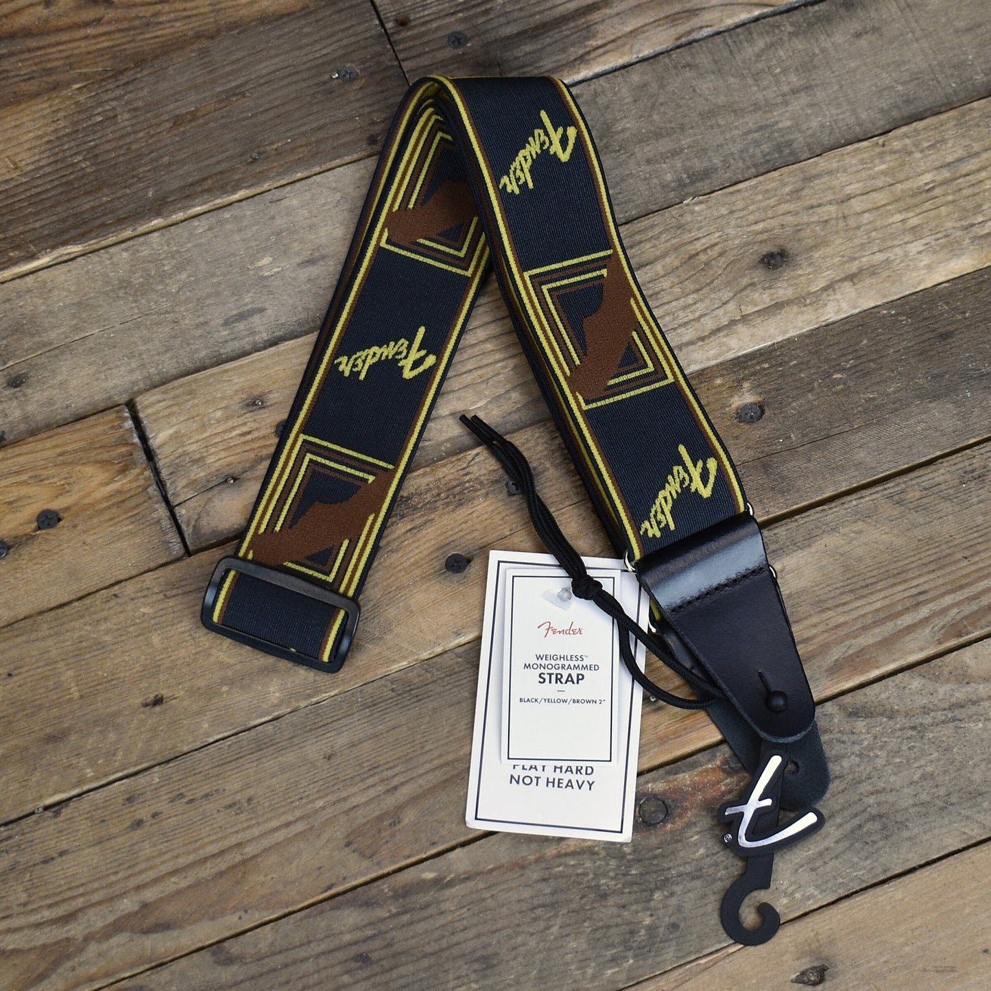 Fender 2" Monogrammed Strap Black/Yellow/Brown