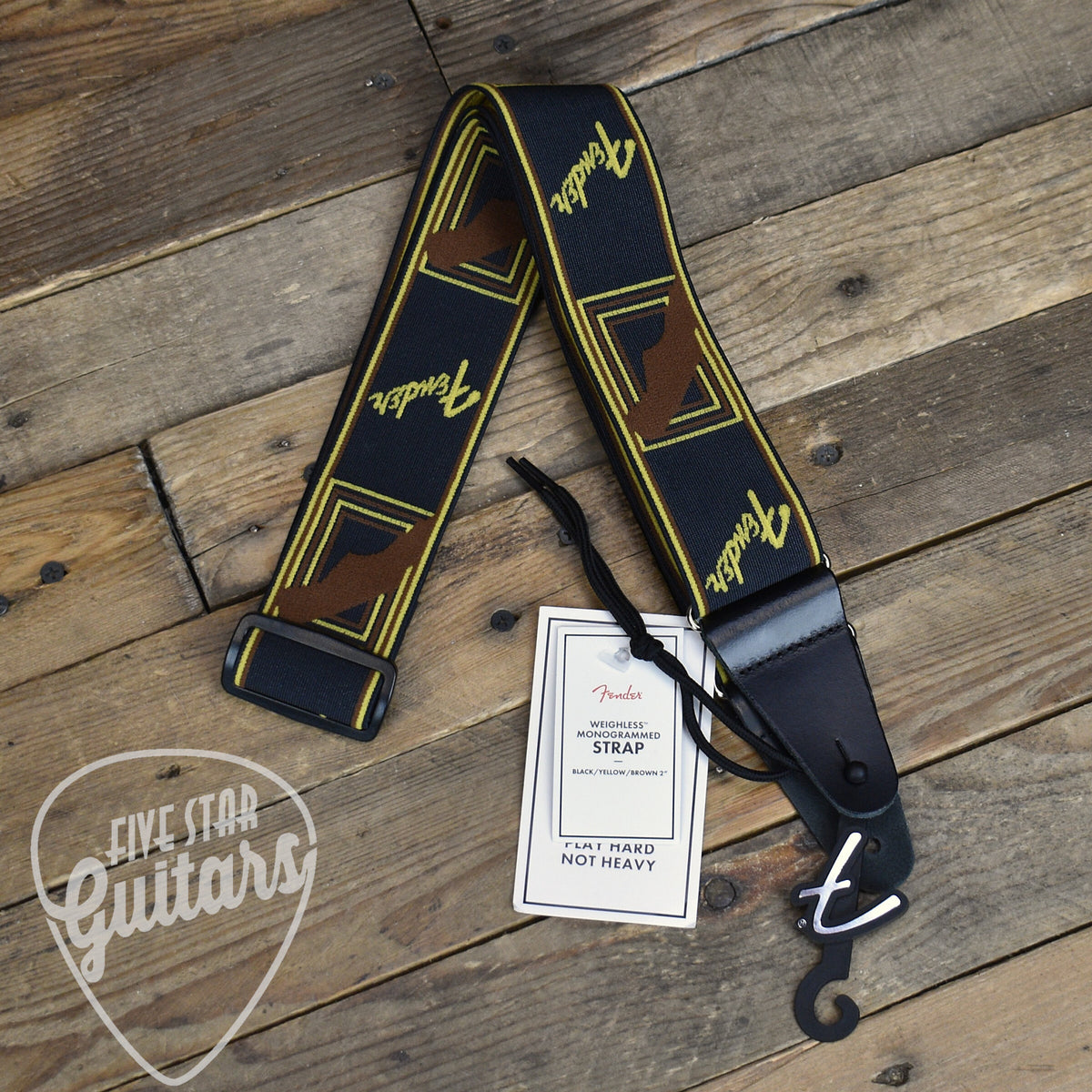 Fender 2" Monogrammed Strap Black/Yellow/Brown