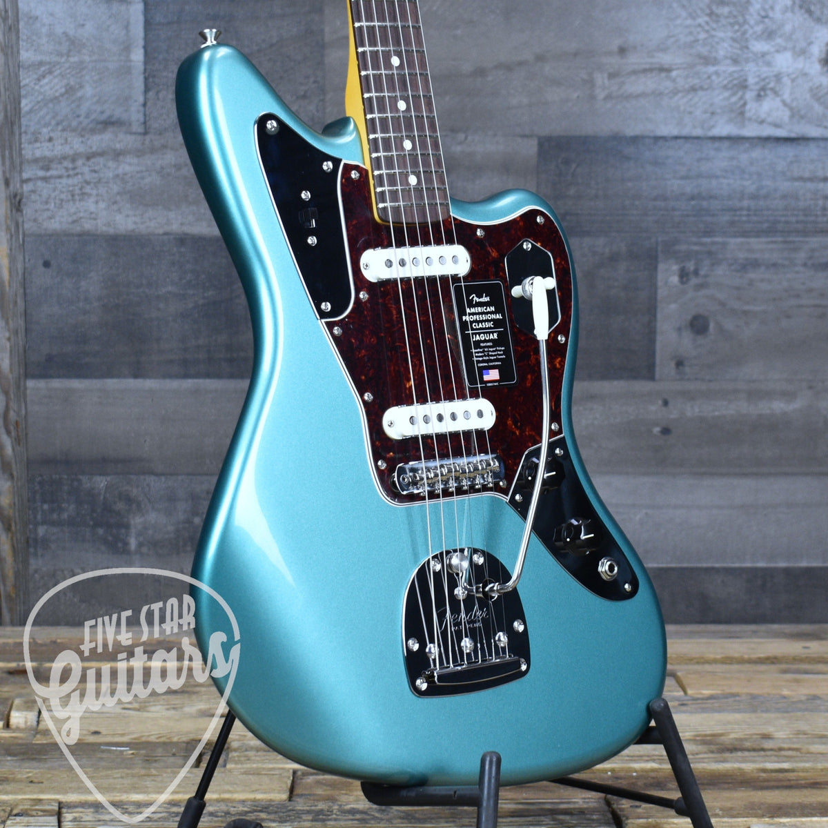 Fender American Professional Classic Jaguar - Faded Sherwood Green Metallic with Deluxe Gig Bag