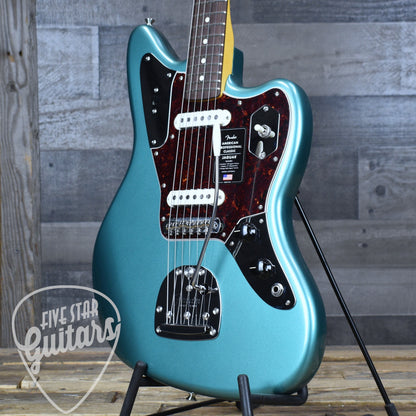 Fender American Professional Classic Jaguar - Faded Sherwood Green Metallic with Deluxe Gig Bag