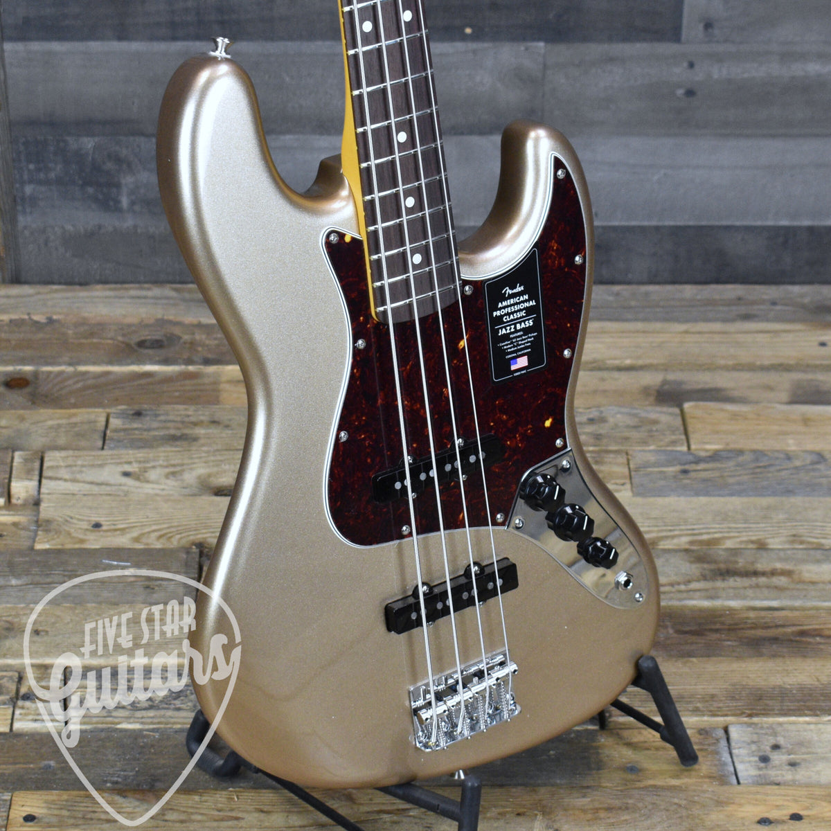 Fender American Professional Classic Jazz Bass - Faded Firemist Gold with Gigbag