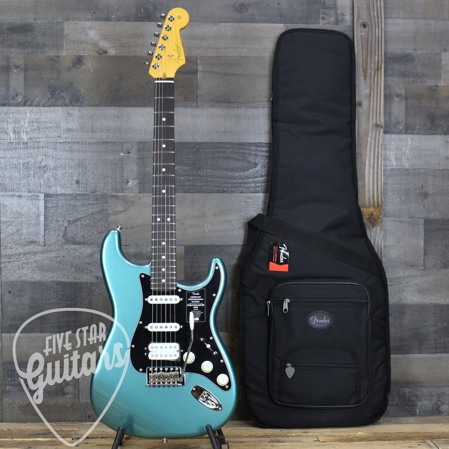 Fender American Professional Classic Stratocaster HSS Rosewood Fingerboard - Faded Sherwood Green Metallic with Deluxe Gigbag