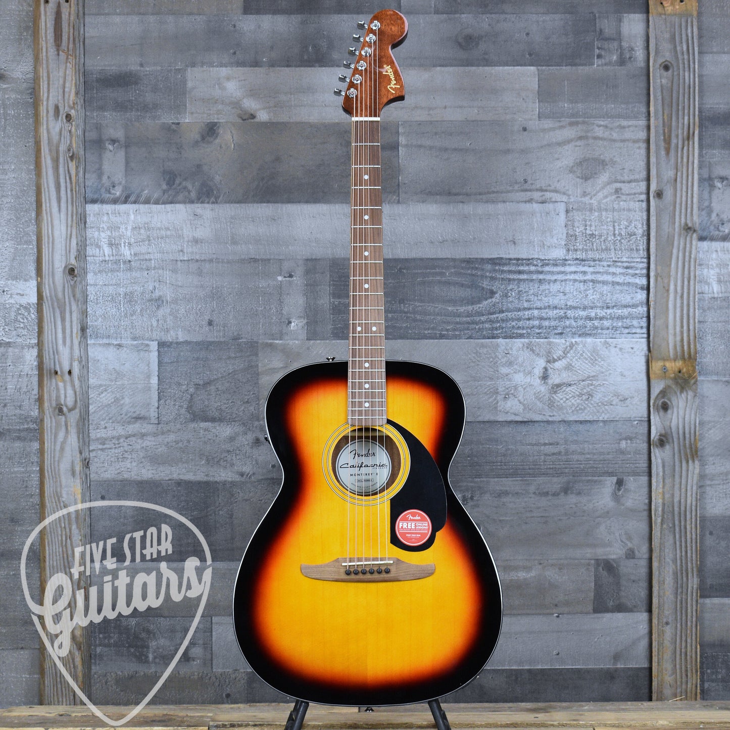 Fender California Standard Monterey E Spruce Top Black Pickguard - 3-Color Sunburst