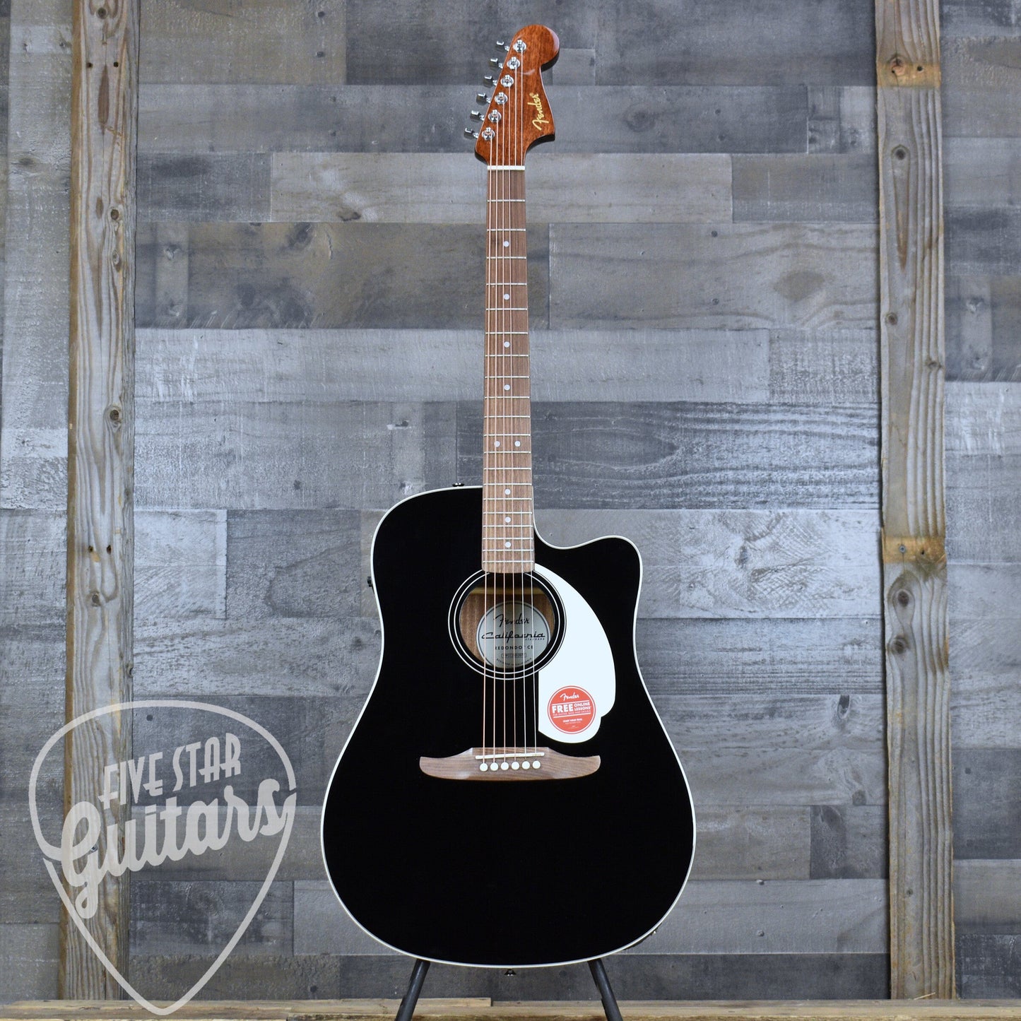 Fender California Standard Redondo CE Spruce Top Ivory Pickguard - Black