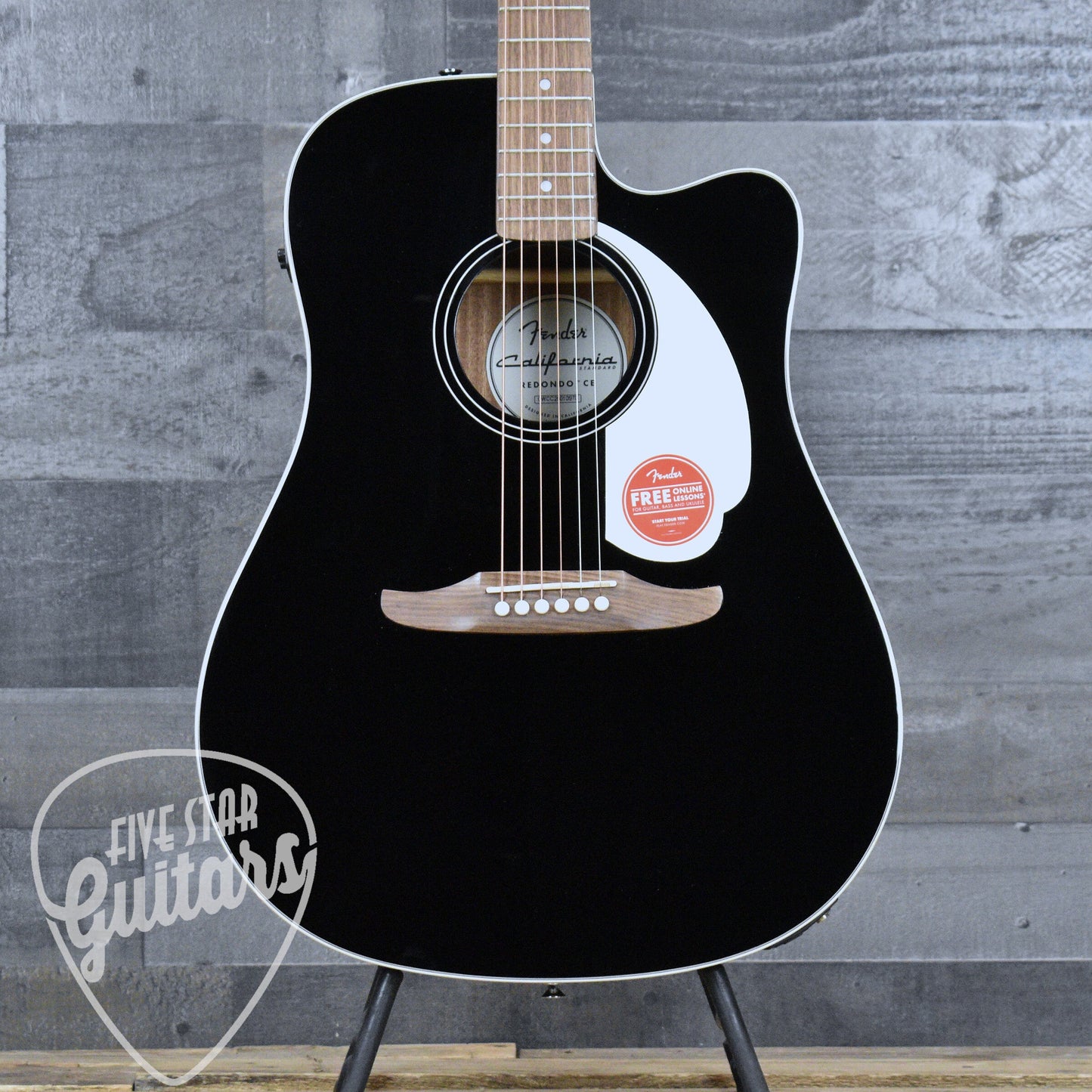 Fender California Standard Redondo CE Spruce Top Ivory Pickguard - Black