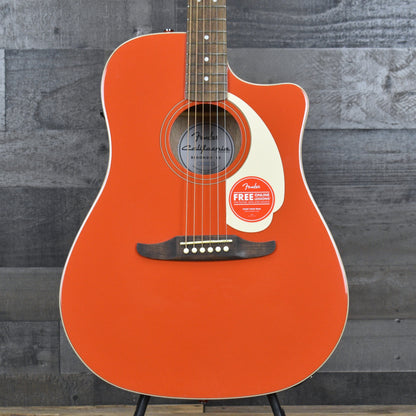 Fender California Standard Redondo CE Spruce Top Ivory Pickguard - Fiesta Red