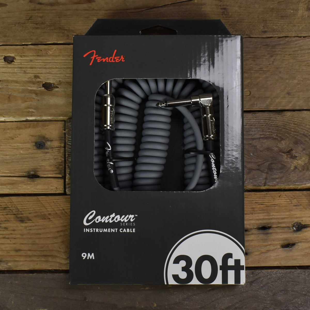 Fender Contour Series Coil Instrument Cable - 30ft Straight-to-Right Angle - Inca Silver