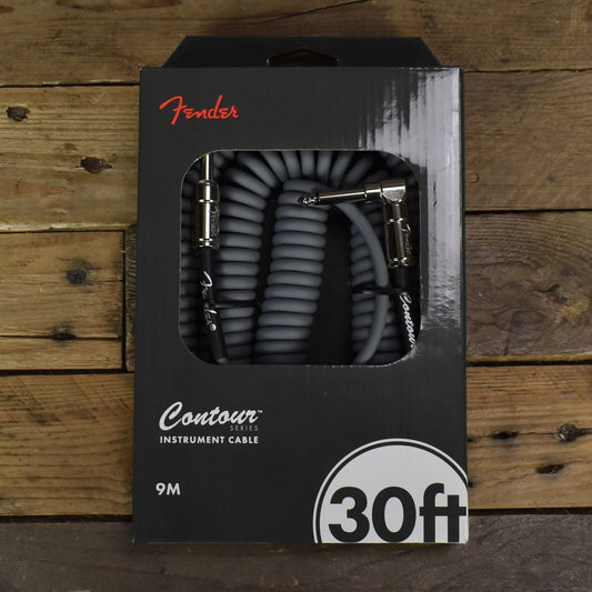 Fender Contour Series Coil Instrument Cable - 30ft Straight-to-Right Angle - Inca Silver