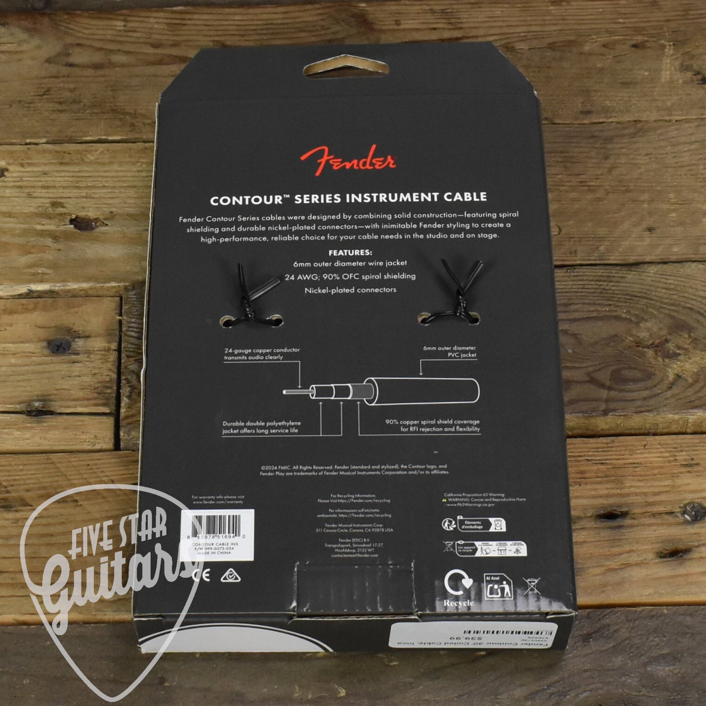 Fender Contour Series Coil Instrument Cable - 30ft Straight-to-Right Angle - Inca Silver