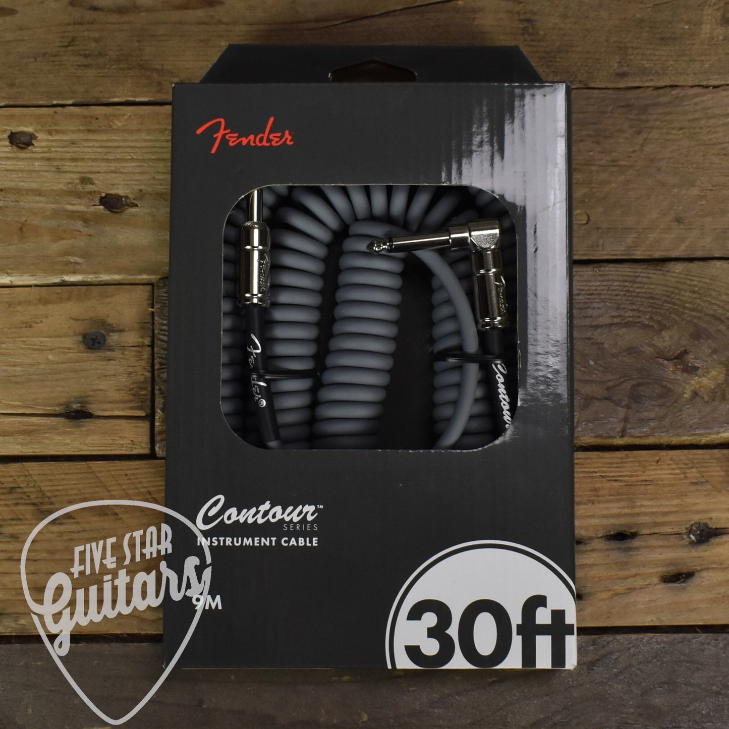 Fender Contour Series Coil Instrument Cable - 30ft Straight-to-Right Angle - Inca Silver