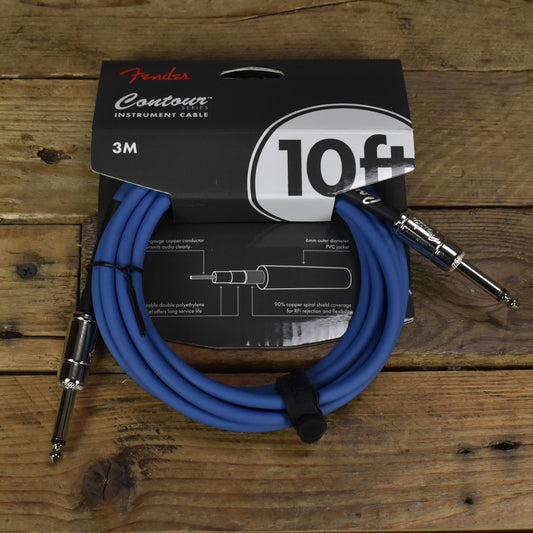 Fender Contour Series Instrument Cable - 10ft Straight-to-Straight - Lake Placid Blue