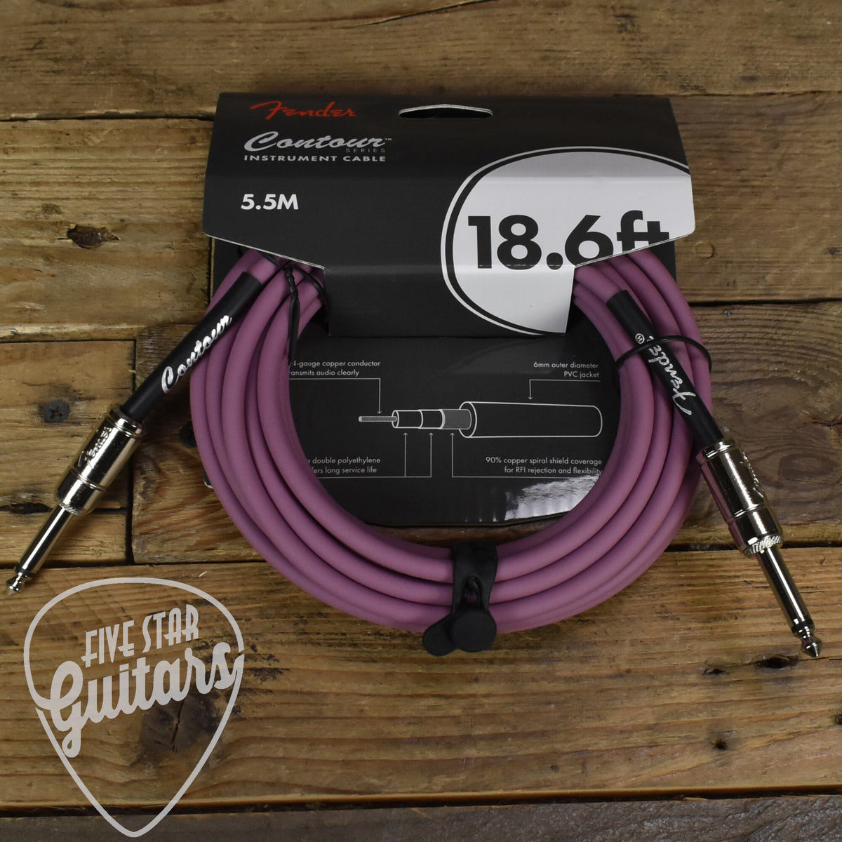 Fender Contour Series Instrument Cable - 18.6ft Straight-to-Straight - Burgundy Mist