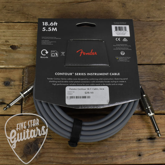 Fender Contour Series Instrument Cable - 18.6ft Straight-to-Straight - Inca Silver