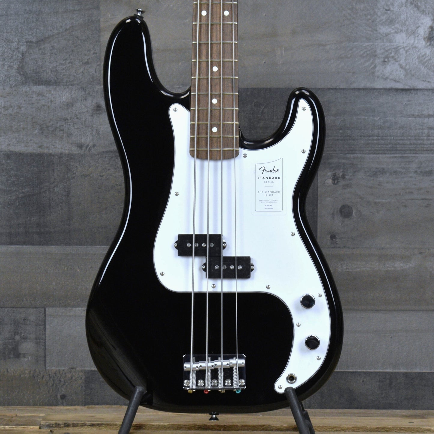 Fender Standard Precision Bass Laurel Fingerboard White Pickguard - Black