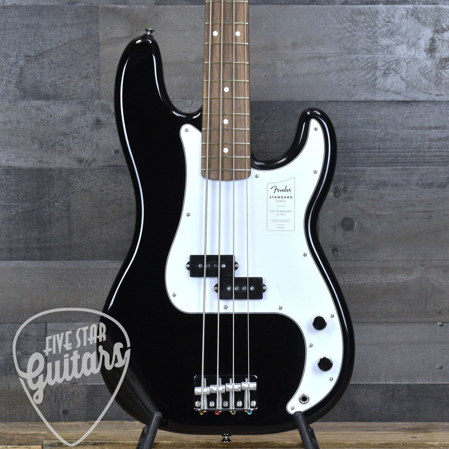 Fender Standard Precision Bass Laurel Fingerboard White Pickguard - Black