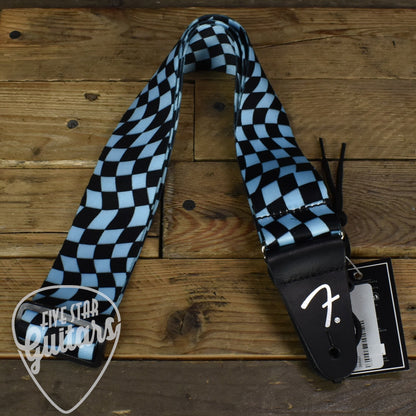Fender Wavy Checkerboard Polyester Strap 2" - Blue