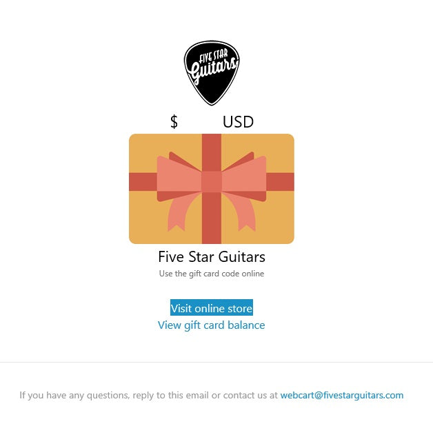 Five Star Guitars Gift Card