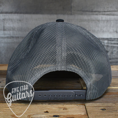Five Star Guitars Snapback Trucker Cap - Black/Charcoal with PDX Carpet Patch