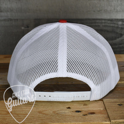 Five Star Guitars Snapback Trucker Cap - Black/White/Red with White Pick Logo